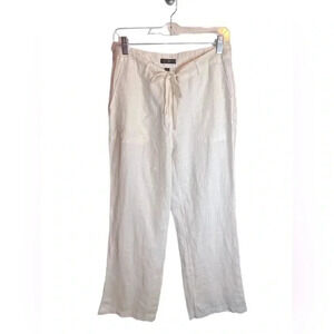 Will Smith Linen Beachy Tie Pinstripe Wide Leg Pants Size 8 Beachy Lightweight